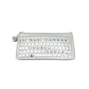 Chanel Silver Keyboard Clutch Robot Charm Lambskin 2017‎
